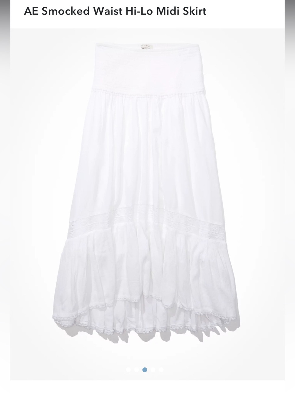 American Eagle High Low Skirt Lace Ruffle Elastic Waist Fairycore Medium White